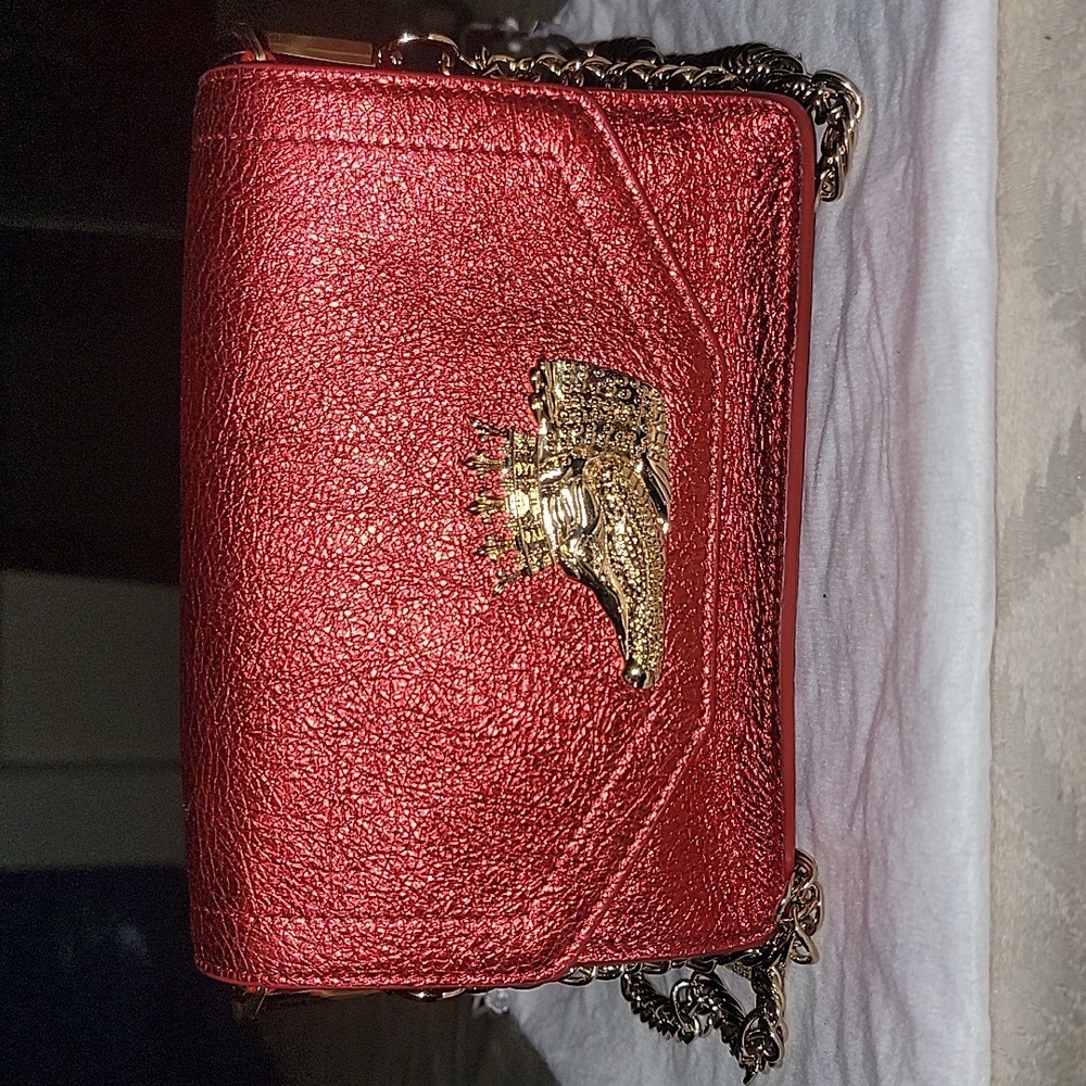 BENE Handbags x Alexa Pulitzer "King Gator" Mini Cross-Body Bag In Metallic Red